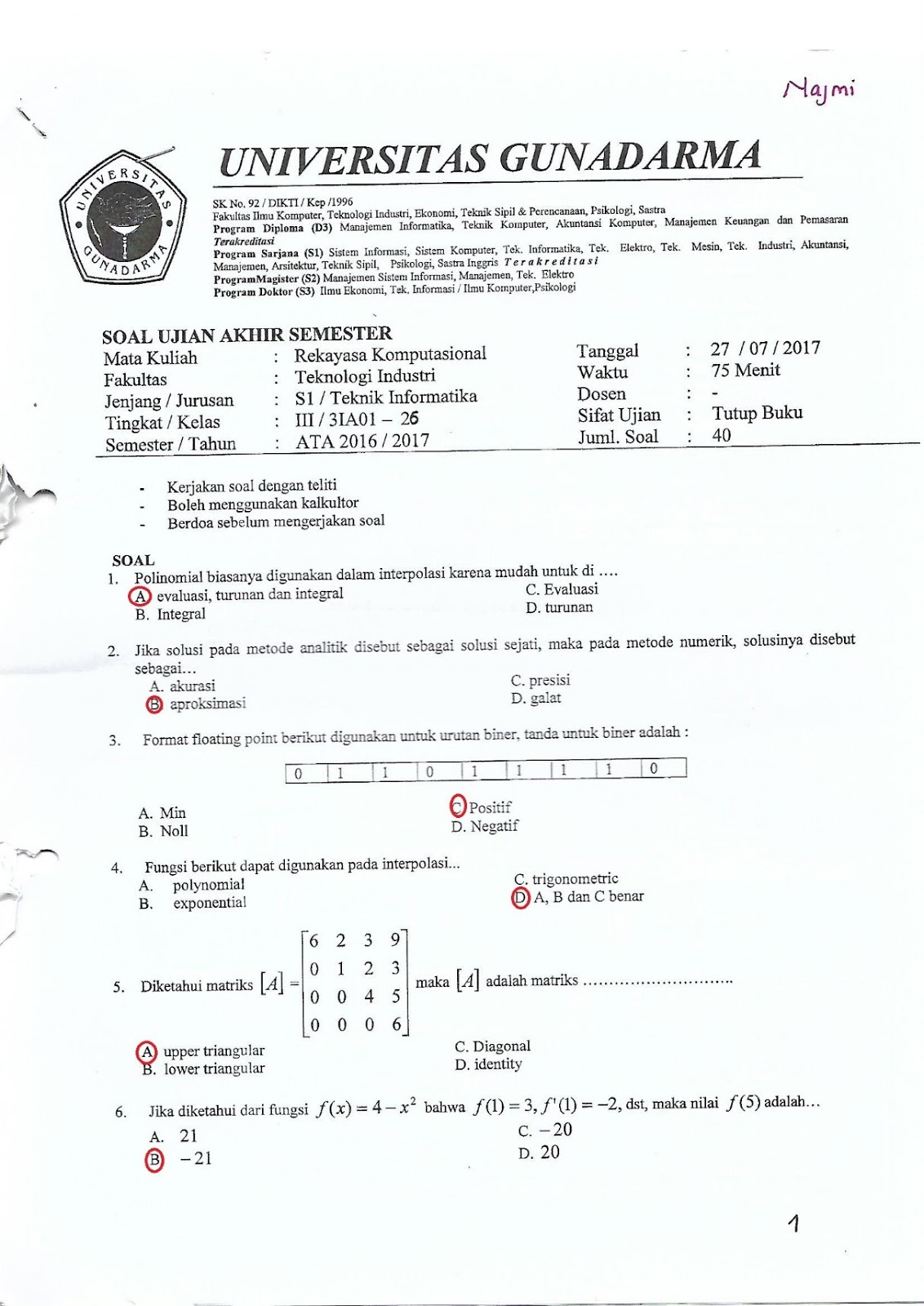 Soal Jawaban Rekayasa Komputasional Uas Haiqal Ma