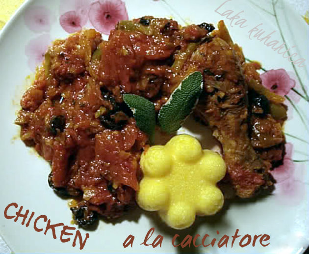 Chicken cacciatore by Laka kuharica: flavorful rustic dish, Italian “hunter-style” braised chicken, is quick and easy to prepare.