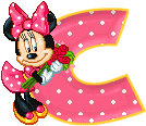 Alfabeto animado de Minnie Mouse con ramo de rosas C. 