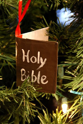 Holy Bible Christmas ornament