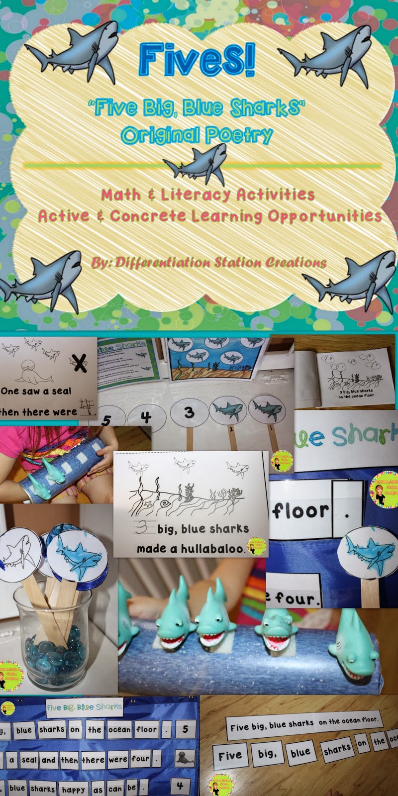 http://www.teacherspayteachers.com/Product/FIVES-Sharks-Original-Poetry-Math-and-Literacy-Activities-Center-Ideas-1195060