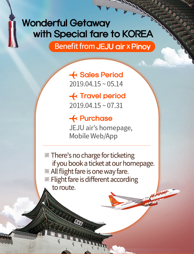 Fly to Philippines for 45,000 won Jeju Air Promo for Filipinos in
