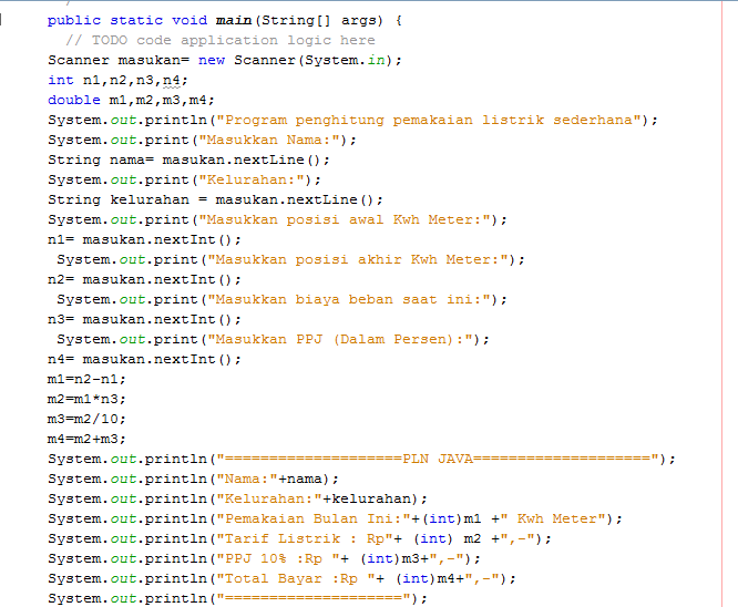 DASAR SISTEM KOMPUTER CARA MEMBUAT PROGRAM PEMBAYARAN LISTRIK