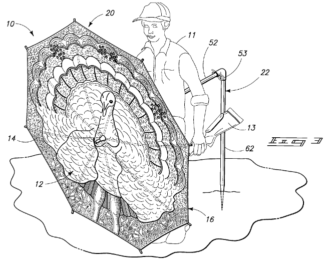 U.S. Patent 7,828,003 Figure 3, Hunter Concealed Behind Turkey Blind
