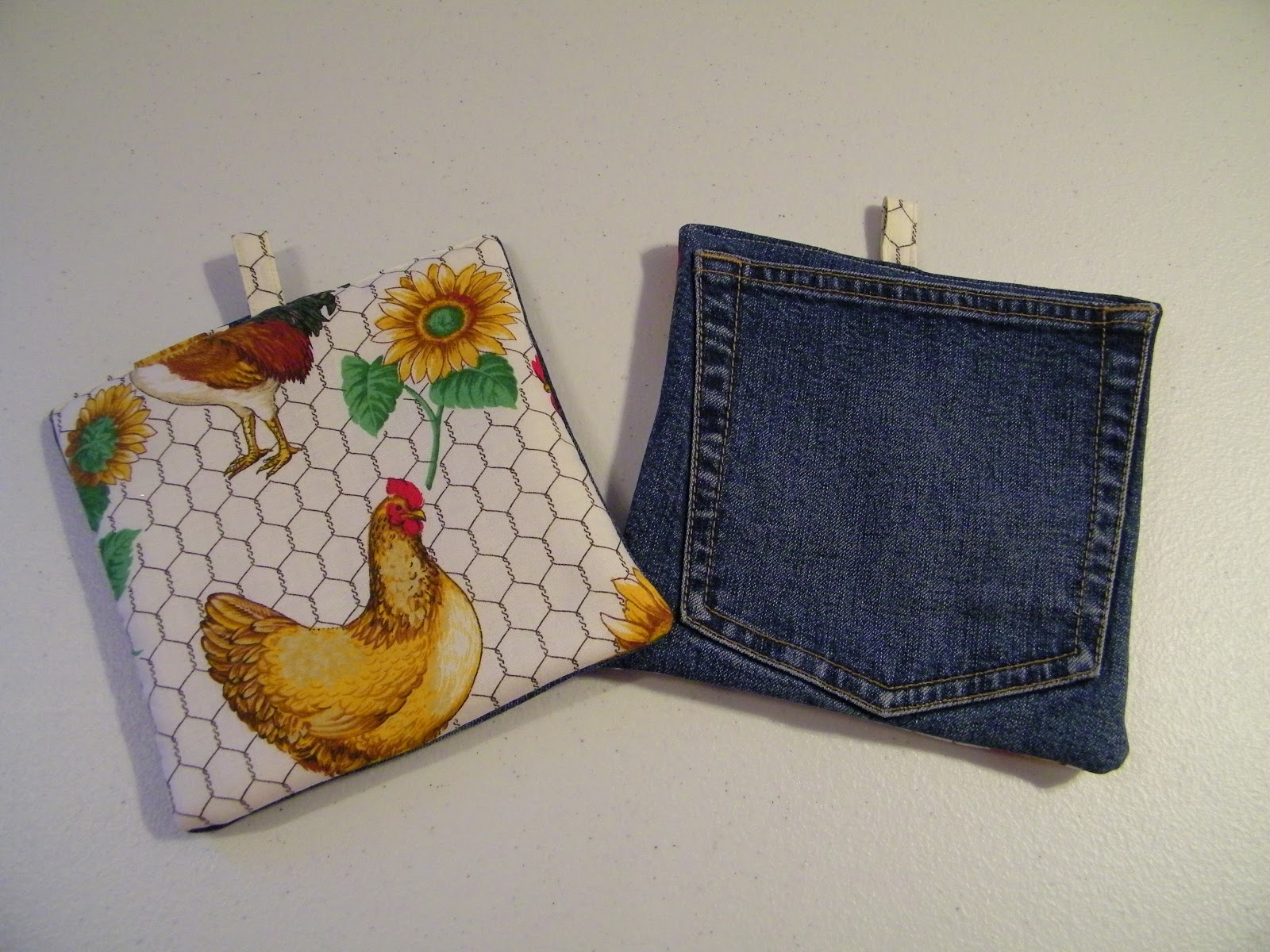 a Paisley Sunflower Blue Jean Pocket Pot Holders Tutorial