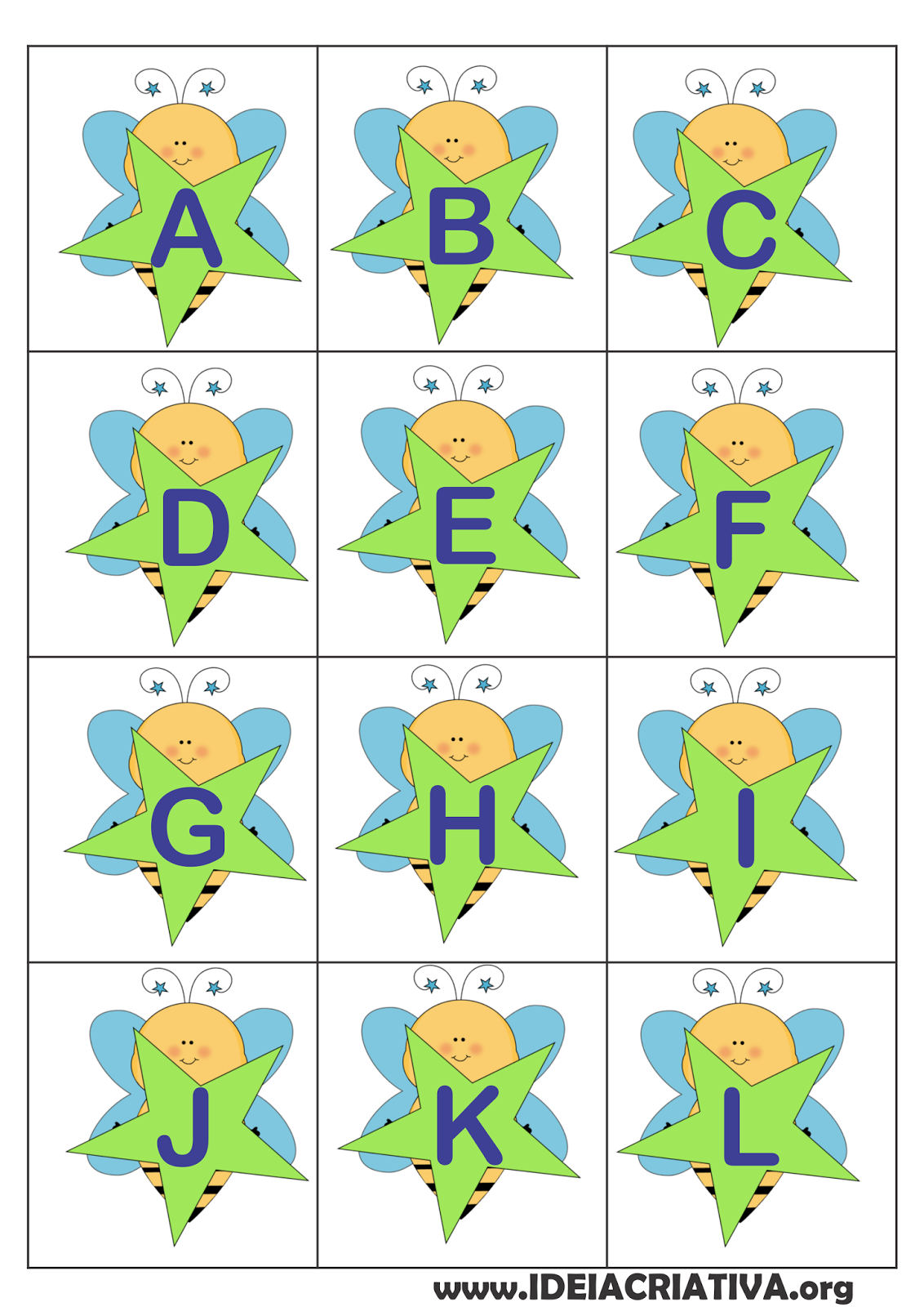 Quadradinhos Letras  Alfabeto Numerais  Abelhinha
