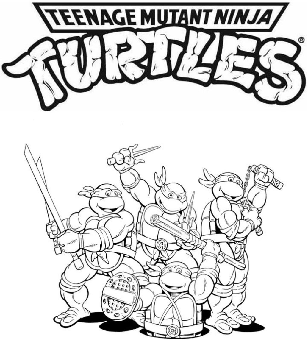 desenhos das Tartarugas Ninja para colorir, pintar, imprimir! Moldes e  riscos das ta…