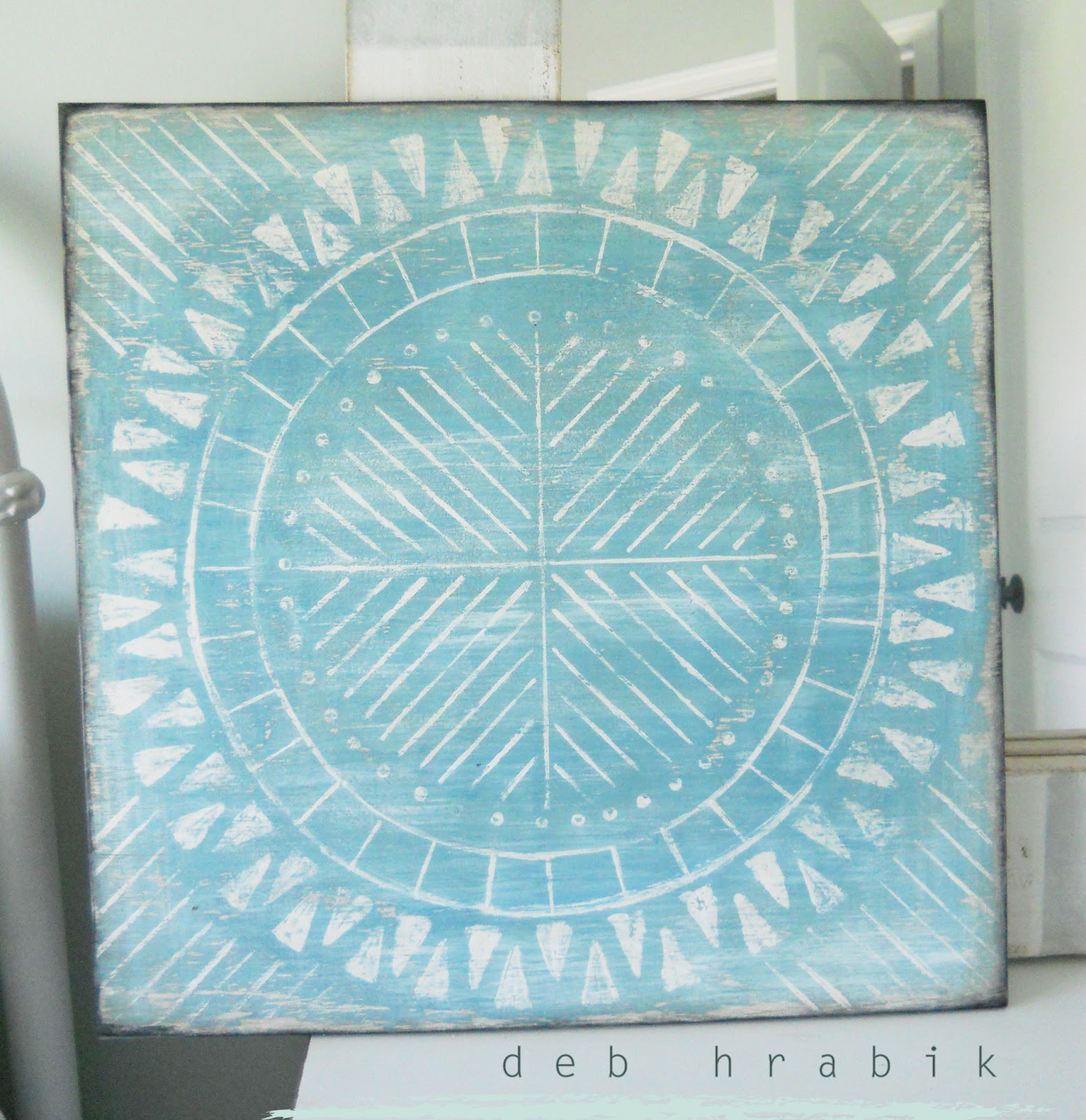 Lake Girl Paints Geometric Beach Blue Medallion Wall Art