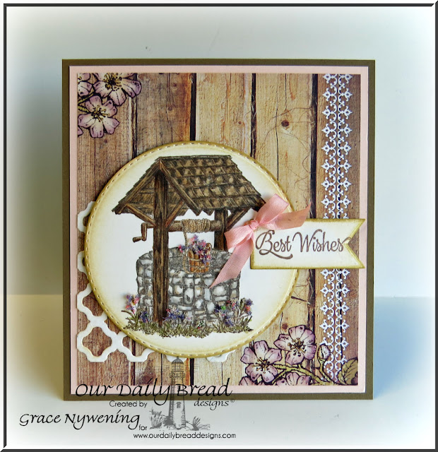 ODBD products: Wishing Well, Double Stitched Circle Dies, BoHo Background Dies, Pennant Dies, designed by Grace Nywening