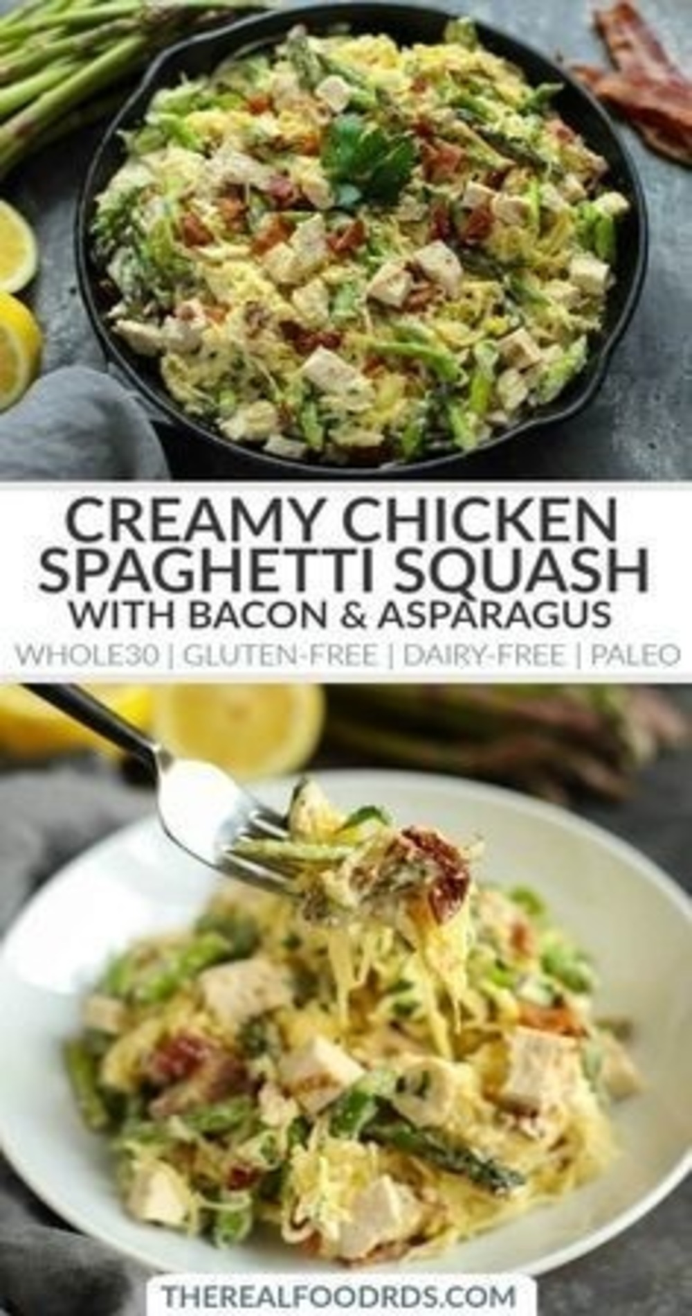 Creamy Chicken Spaghetti Squash with Asparagus