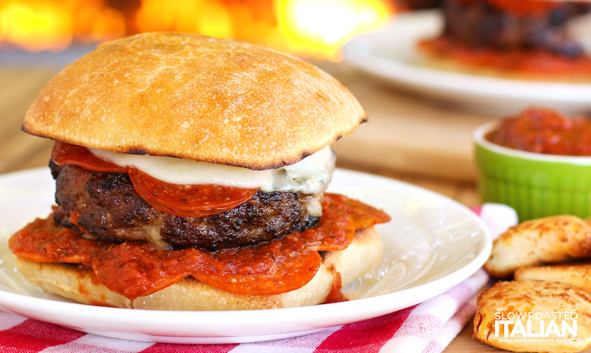 Meat Lover's Cheesy Stuffed Pizza Burgers