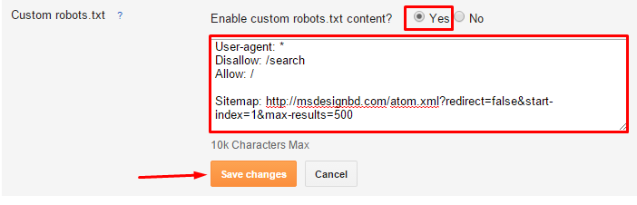 blogspot custom robots.txt