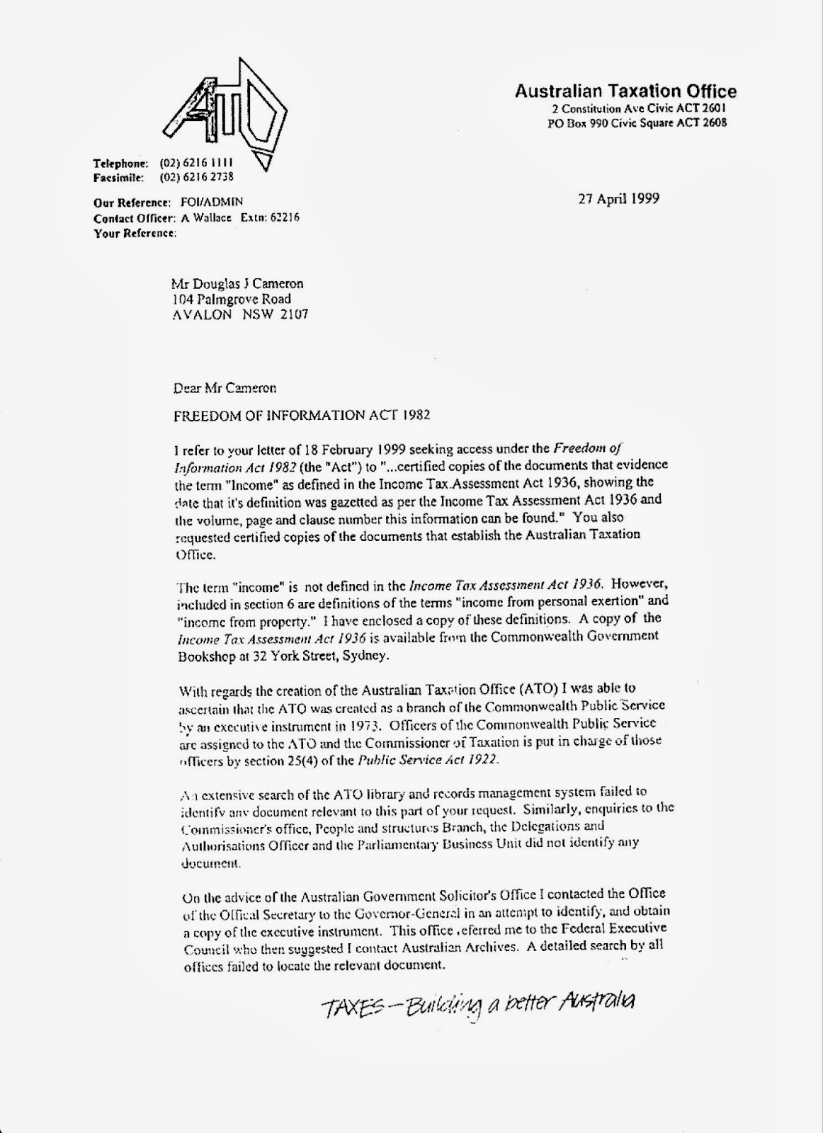 Corporate Australia Australian Tax Office (ATO) is NOT a legal entity