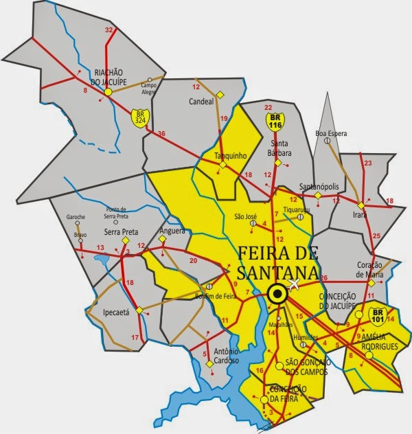 Mapa da região de Feira de Santana