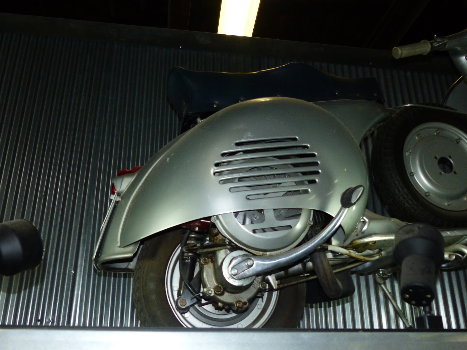 OldMotoDude Vespa scooter on display at Erico Motorsports Denver, Co.