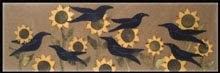 Flocking Crows Wool Applique Wallhanging or Runner 12" by 36"
