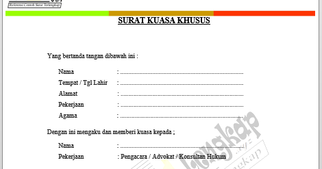 Syarat Materiil Surat Kuasa Khusus Syarat Materiil Surat Kuasa Khusus