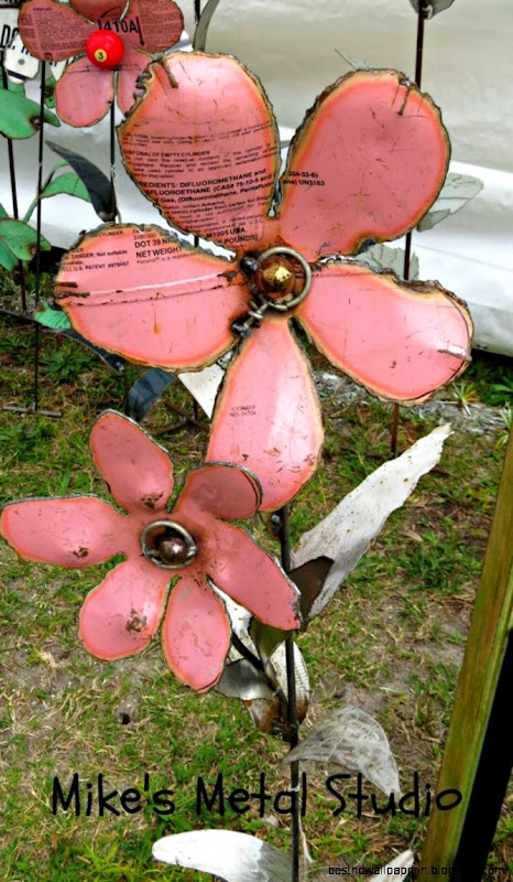Mikes Metal Studio Metal Flower Yard Art From Freon Cans rustic
