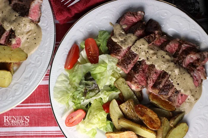 Steak au Poivre with Fingerling Potatoes recipe for Two