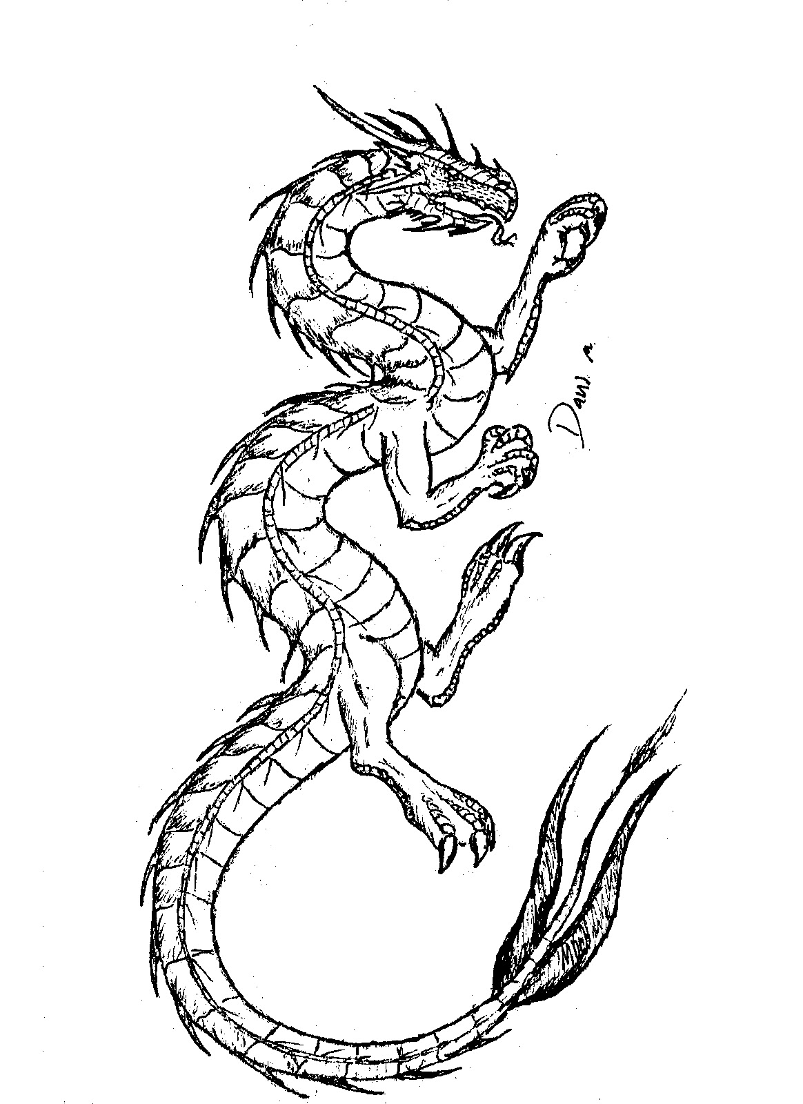 Coloring Page World: Tattoo Dragon (Portrait)