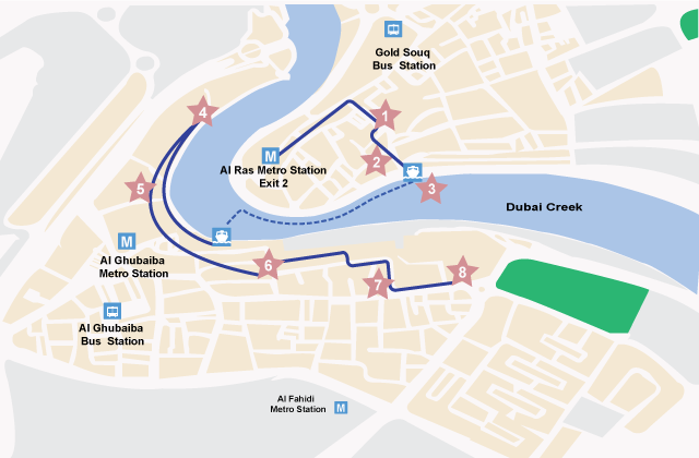 Do-it-yourself Walking Tour Map of Old Dubai