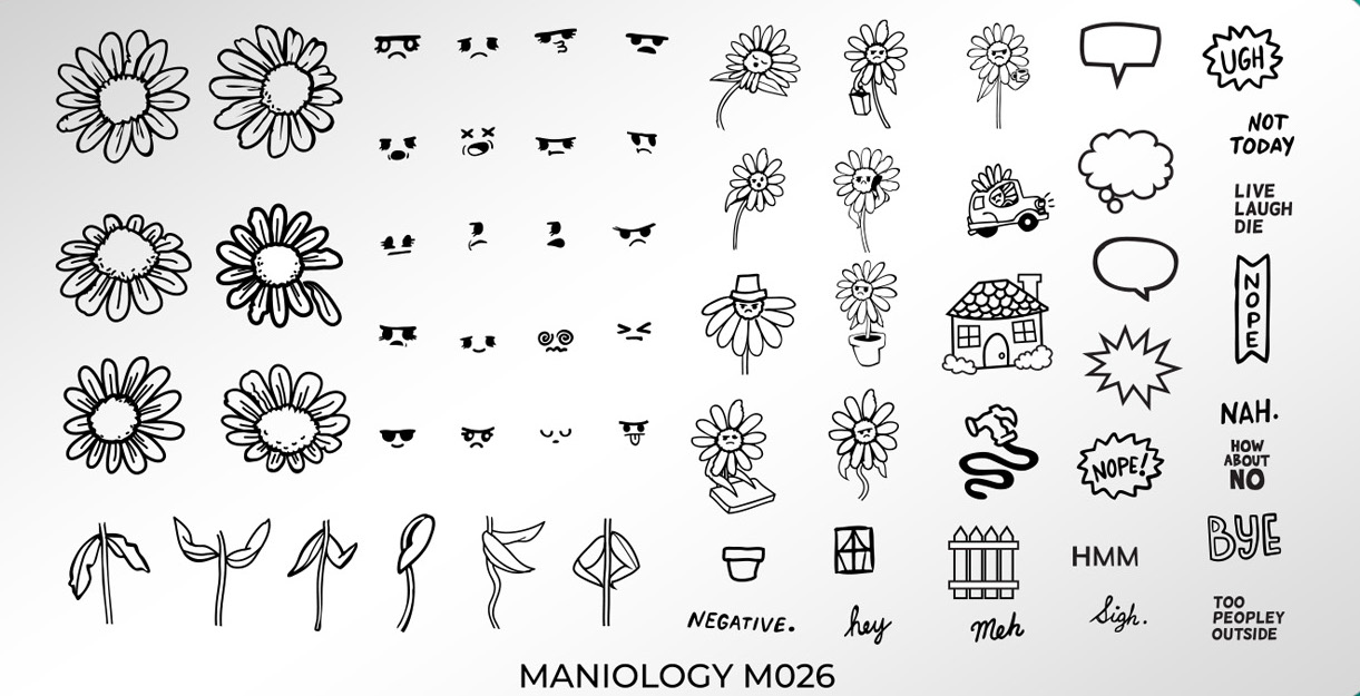 Copycat Claws Maniology Daisy Downer (M026 and M027) Stamping Plate Review