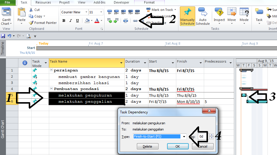 Smart Office: Materi Microsoft Project : Cara Membuat Relasi Pekerjaan ...