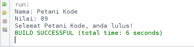 Hasil output program tes kelulusan