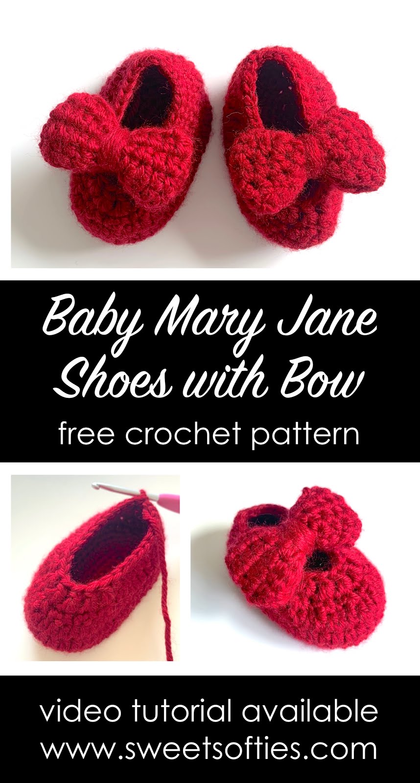 Baby Mary Jane Shoes with Bow (Free Crochet Pattern + Video Tutorial) -  Sweet Softies | Amigurumi and Crochet