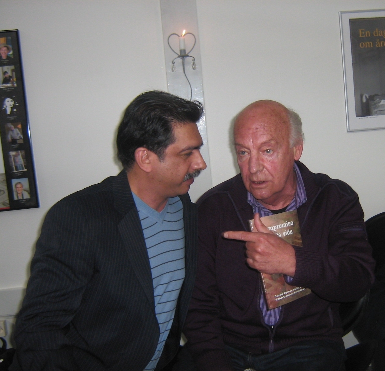 El poeta Gustavo Figueroa Velásquez y el escritor uruguayo Eduardo Galeano (QEPD)