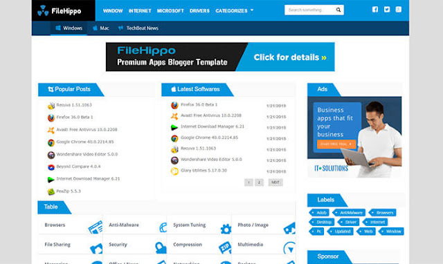 Filehippo Blogger Template free download