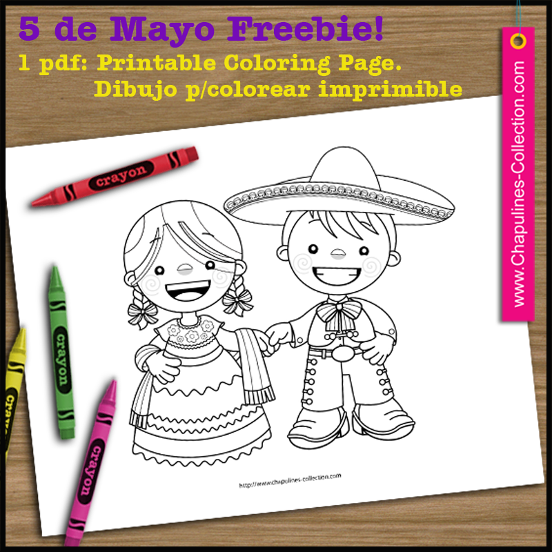 Chapulines Collection en Español: 5 de Mayo freebie, China Poblana y  Charro, trajes tradicionales mexicanos, dibujo para colorear.