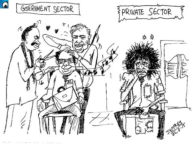 When would those in the private sector have hair cuts (Weekend cartoon)