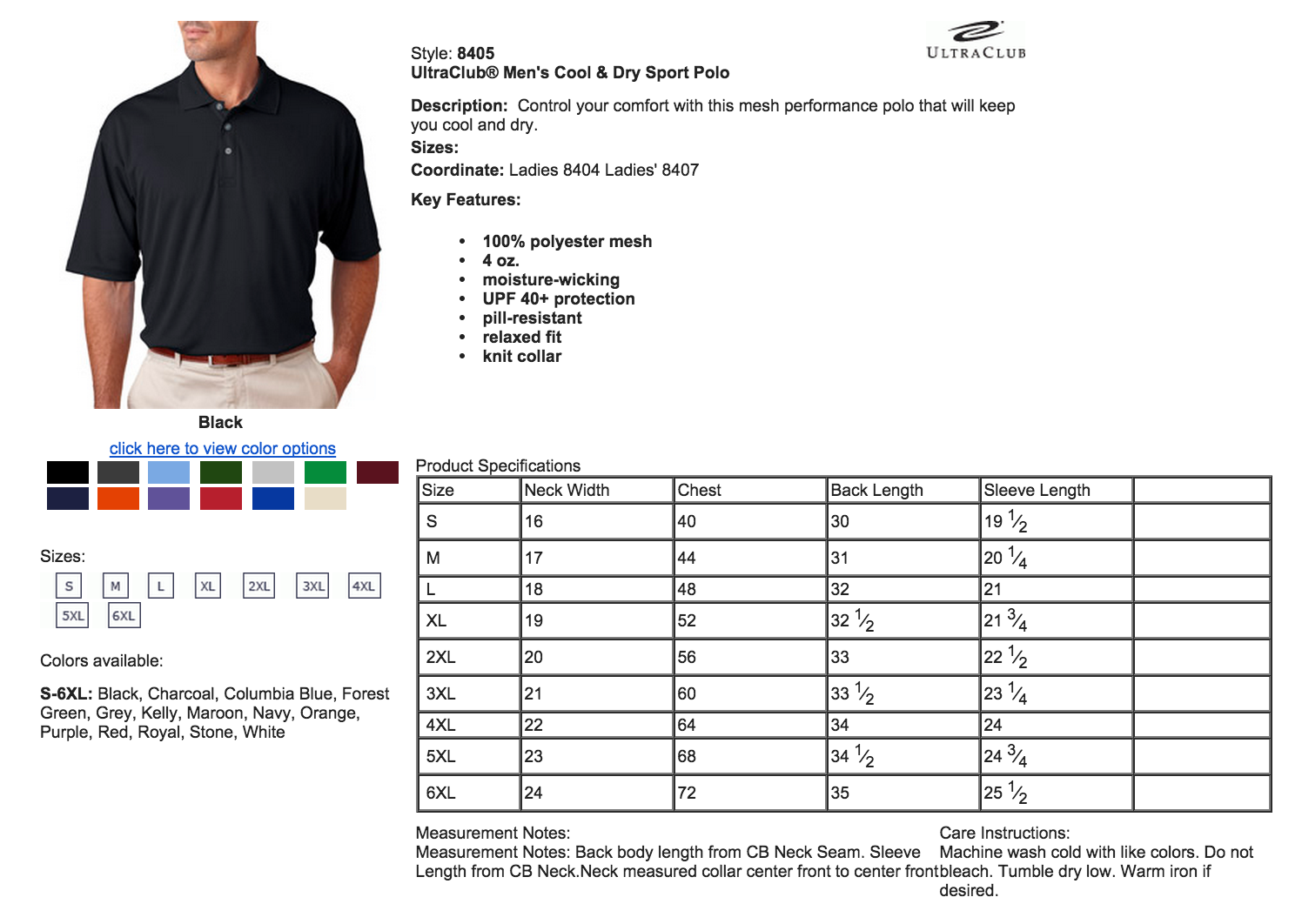 Google for Education Certified Trainer Polos: Men's Sizing Chart