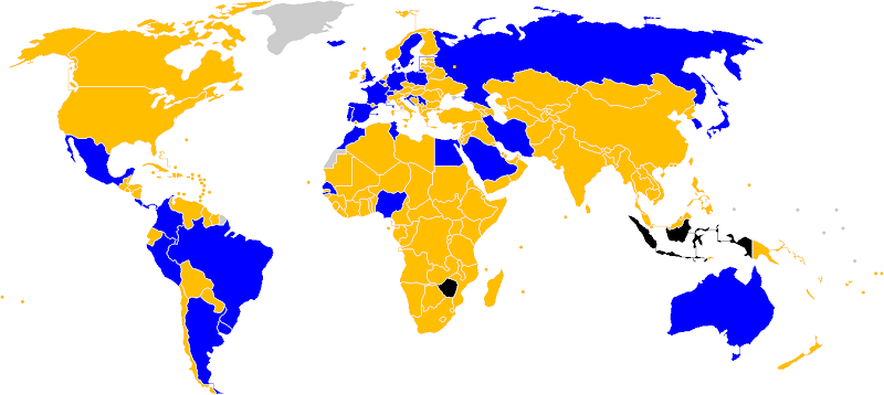World Cup Countries 2018: Map of FIFA qualifying teams for the 2018 World Cup in Russia. Color-coded for qualified World Cup national teams, countries that were eliminated in the qualifiers, and countries that were expelled from the tournament before playing any matches.