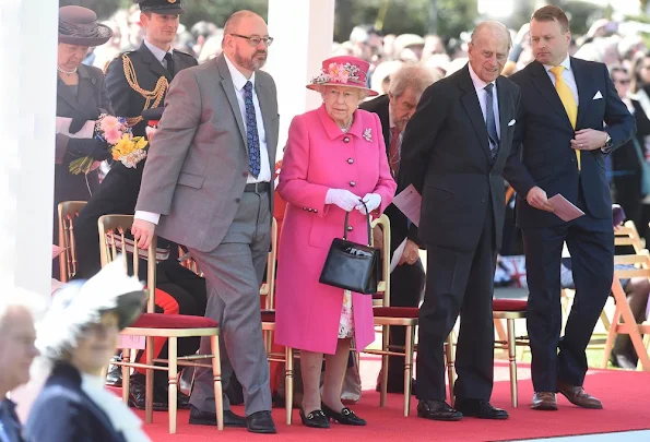 Queen Elizabeth II and Prince Philip, Duke of Edinburgh open the new Bandstand at Alexandra Gardens in Windsor.