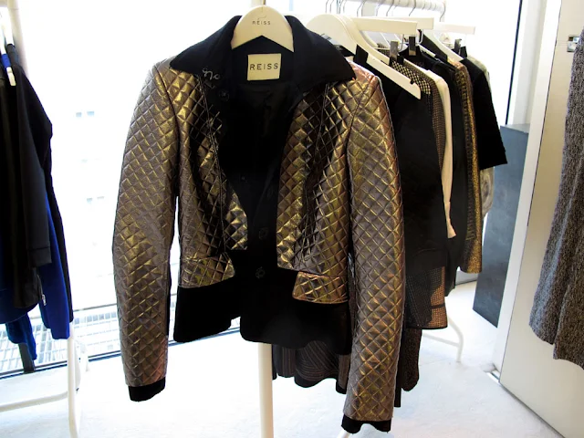 metallic quilted leather jacket from Reiss