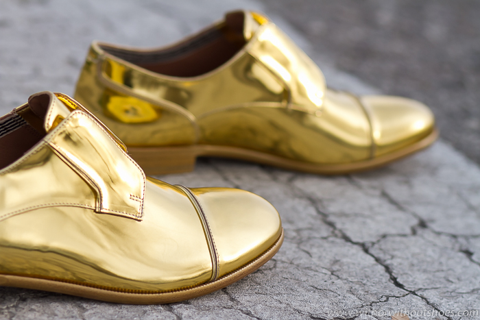 New Shoes: Dandy Mirror Golden Metallic Derbies by Fratelli Rossetti ...