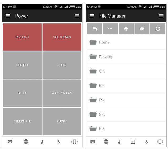 File manager and Power options - Unified remote android File manager and Power options - Unified remote android