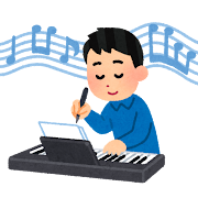 作曲をしている人のイラスト（男性）