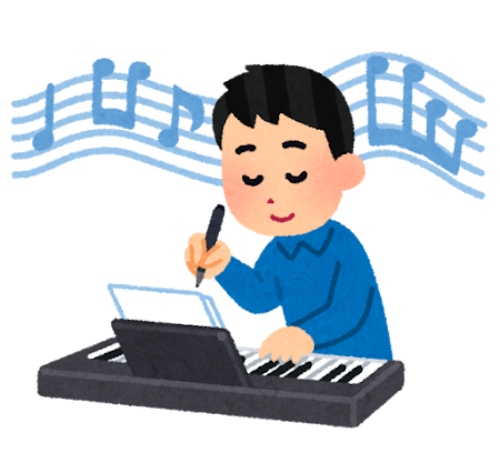 作曲をしている人のイラスト（男性）