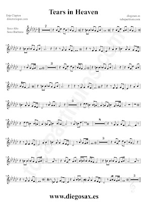Tubepartitura Tears in Heaven de Eric Clapton partitura de Saxofón Alto y Barítono