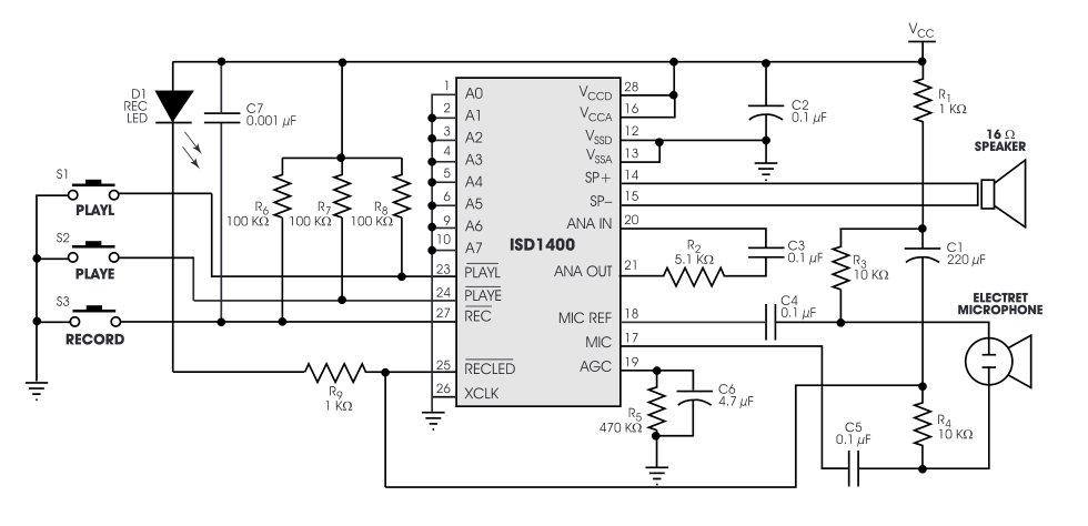 Схема подключения isd1820