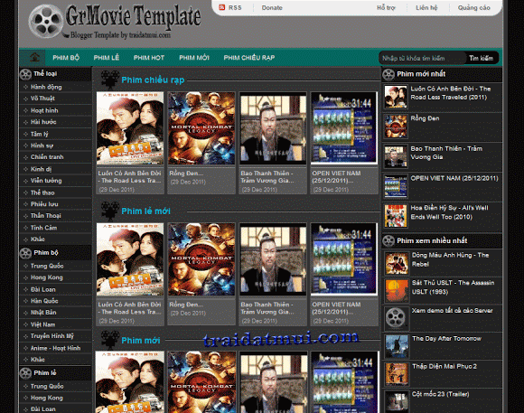 GrMovie Template - Mẫu template phim ảnh Blogspot