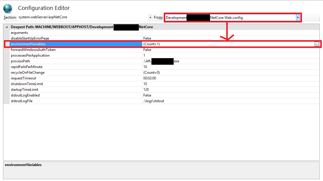 [ASP.NET Core][IIS] Multiple Environments - How to set environment