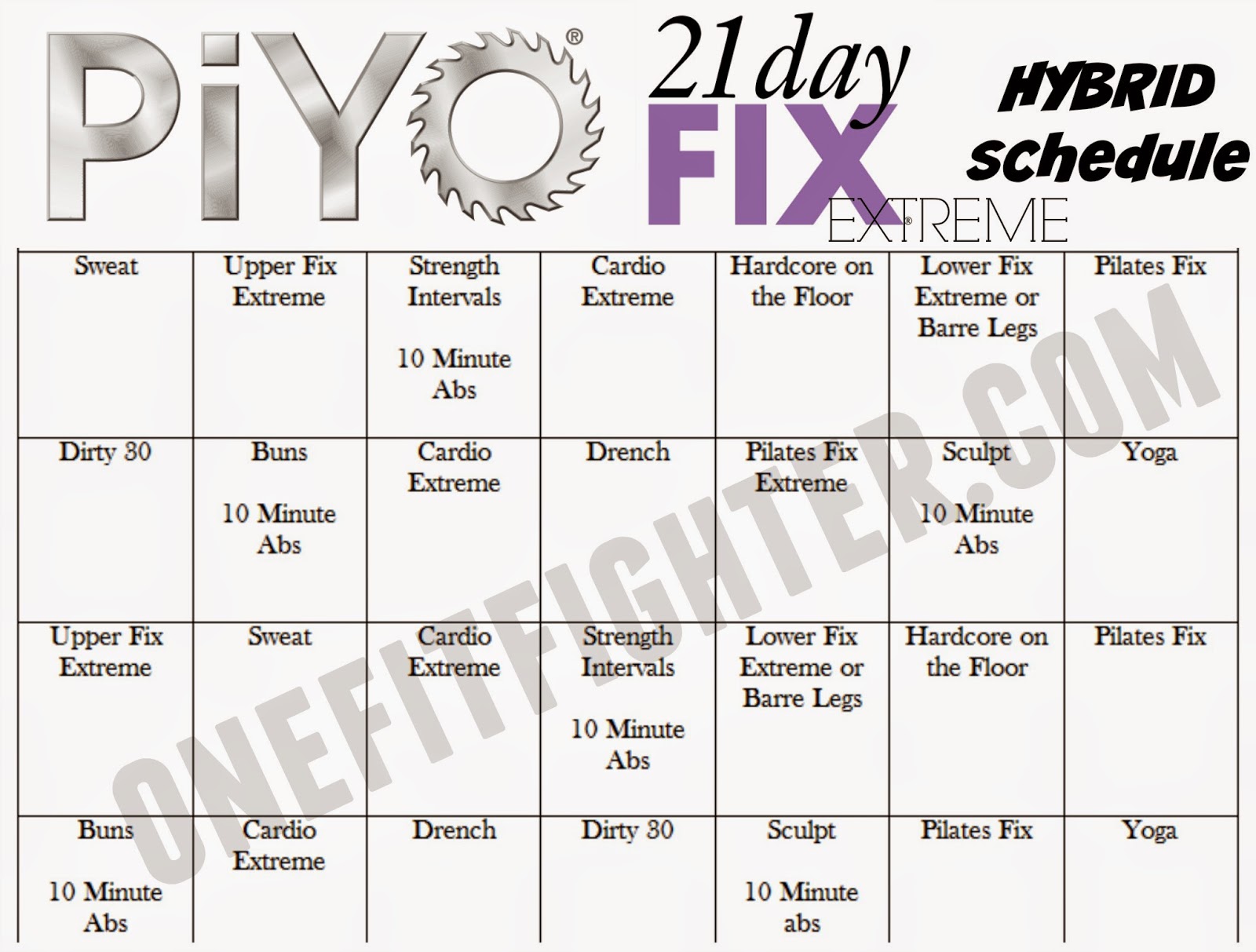 Workout Schedule Barre 30 Day Challenge 21 Day Fix Abs 21 Day Fix
