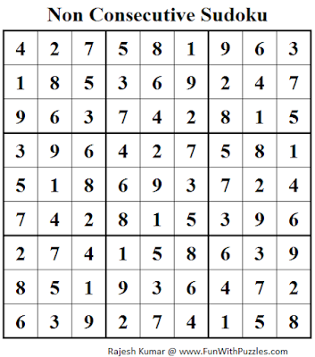 Non Consecutive Sudoku (Fun With Sudoku #57) Solution