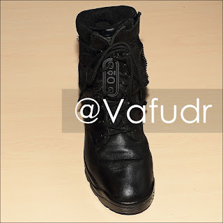 5.11 Tactical ATAC® storm style #12004 boots with PVC blood group type patch fastened in shoelace