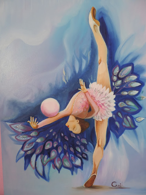 Cuadro pintado al oleo de gimnasta