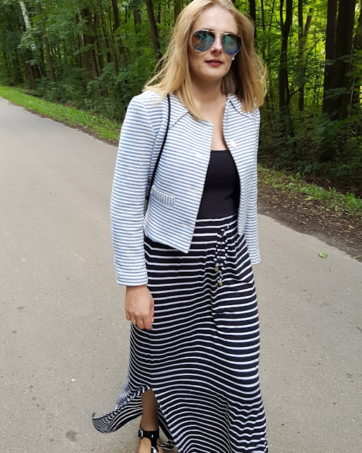 Striped maxi skirt outfit czyli strój dnia jeszcze na lato ;-)